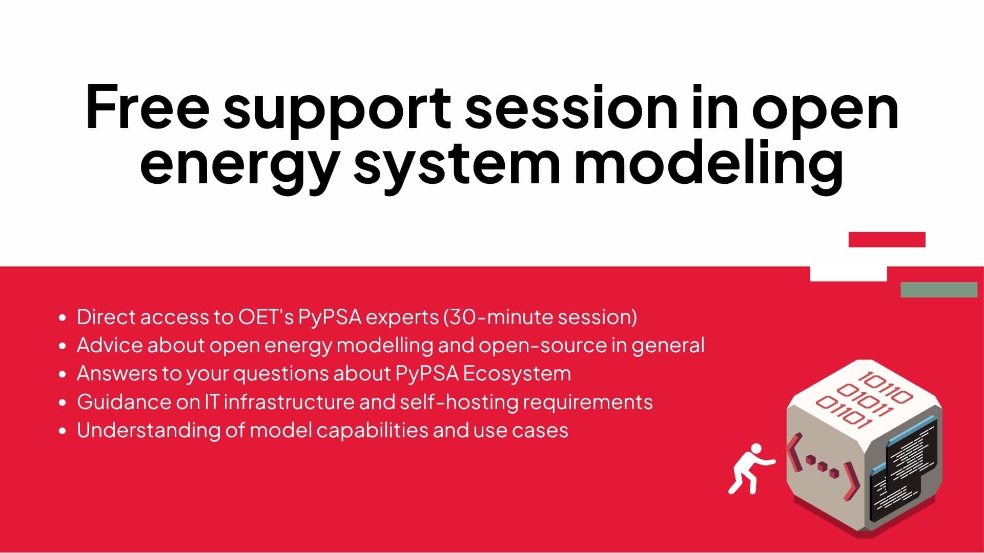 Free support sessions in open energy system modeling
